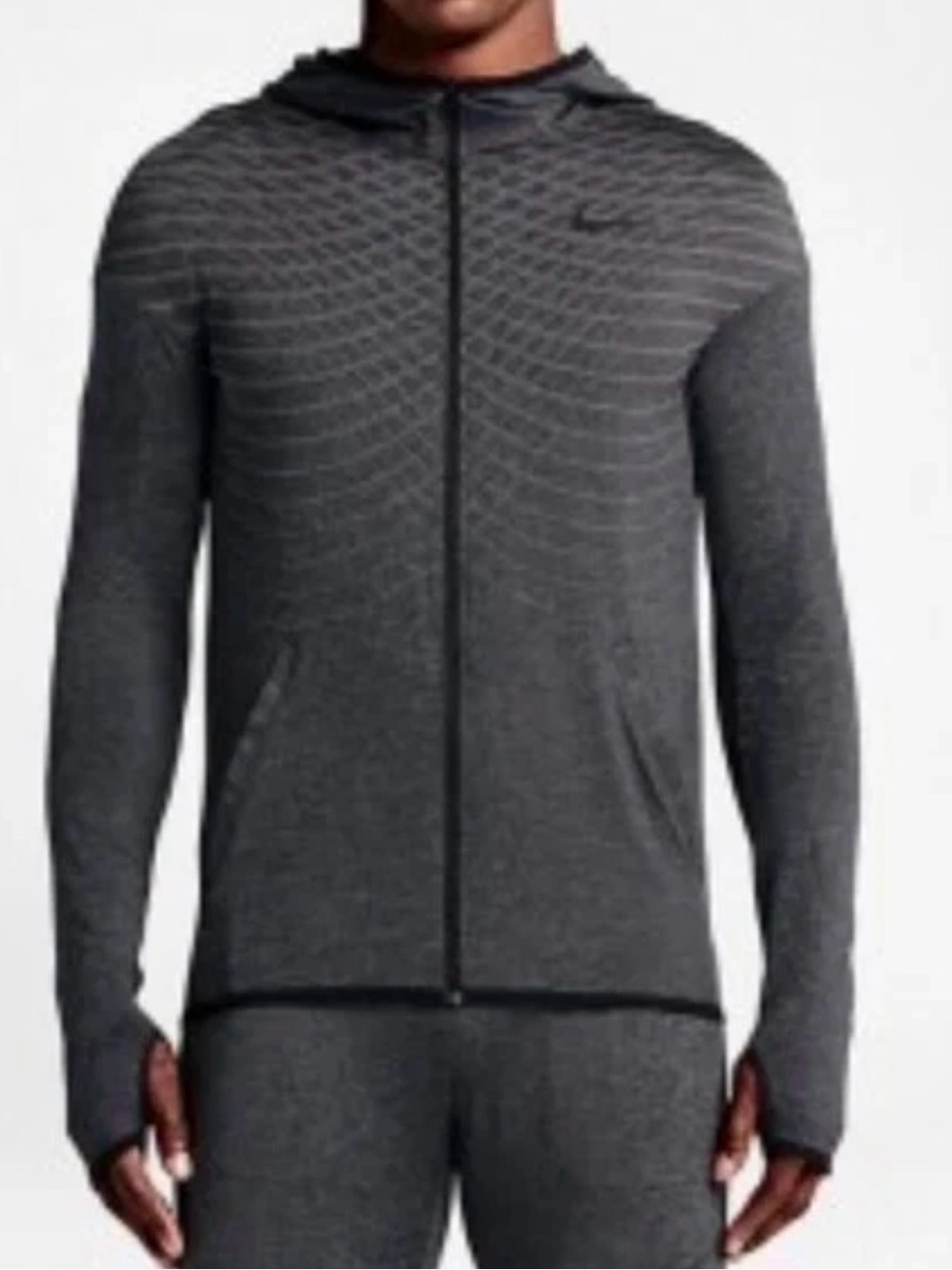 Nike Men's Charcoal Gray Full-Zip Hooded Sweatshirt
